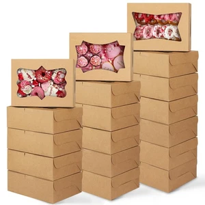 24pcs 8x6x2.5 ​Inches Cookie Boxes, Bakery Boxes with 3 Style Window, Treat B... - Picture 1 of 7