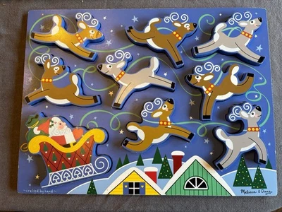 Rompecabezas de madera Melissa & Doug reno de Papá Noel vacaciones de Navidad niños edades 2+ Foto 1 de 4