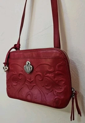 BRIGHTON Alexa Cordoba Domed Red Organizer Zip Around Crossbody Bag Chic - Image 1 of 4