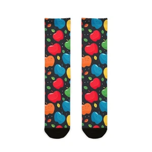 Teacher Apple Novelty Socks, Back to School Gift, Sublimation Crew Socks - Picture 1 of 5