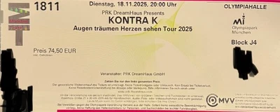 Kontra K 2 Tickets 18.11.2025 Olympiahalle München – Block J4, Gangplätze - Bild 1 von 2