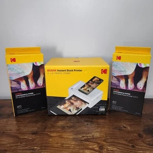 Kodak PD460 Instant Dock Printer 4''x6'' + PHC-40 Cartridge & Paper Bundle - Picture 1 of 7