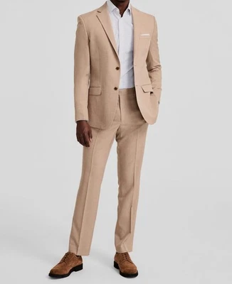 DKNY Hombre Beige Ajuste Moderno Anidado 2-PC Chaqueta Pantalones Traje Talla 44R 33W Foto 1 de 4