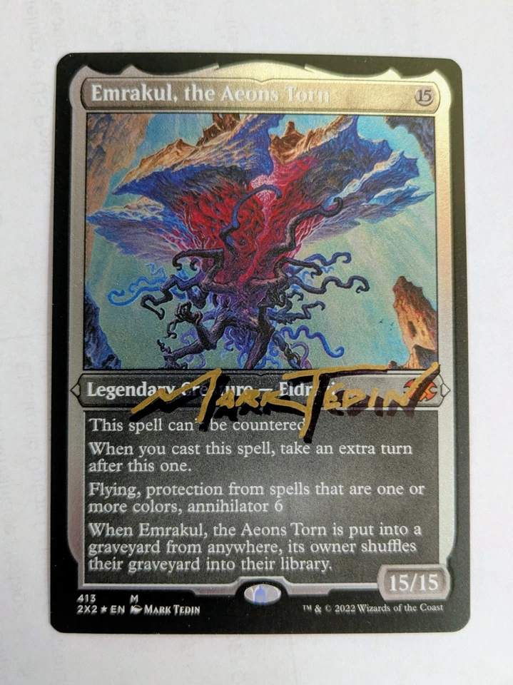 MTG FOIL SHADOW SIGNED Emrakul, the Aeon's Torn BY ORIGINAL ARTIST MARK TEDIN - Image 1 of 2