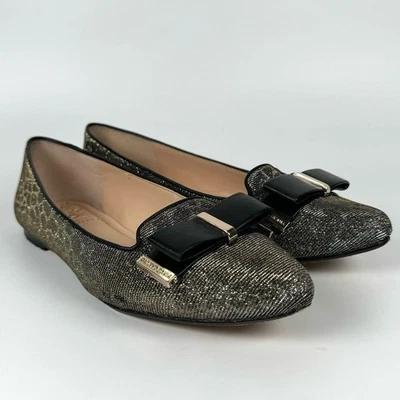 Vince Camuto Women's Flats Rowley Bows Gold Metallic Leopard Print Size 6 - Image 1 of 4