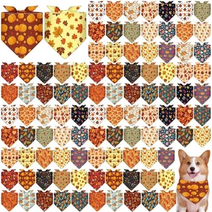 100 Pcs Thanksgiving Dog Bandanas Bulk Fall Bandanas for Dogs Pumpkin Maple L... - Picture 1 of 6