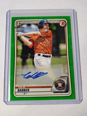 Colin Barber 2020 Bowman Paper 1st Prospect Auto Green /99 - Image 1 of 3