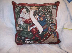 Large Christmas Pillow-Santa with his List 25 x 25  (PL21) - Picture 1 of 1