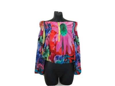 Top Desigual Talla Pequeña Floral Fuera del Hombro Artístico por Christian Lacroix NUEVO Foto 1 de 4