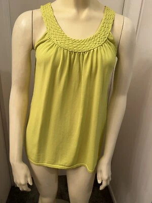 Camiseta sin mangas Joseph A para mujer pequeña verde/amarilla agachada sin mangas Foto 1 de 4