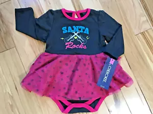 NWT SANTA ROCKS One Piece W/SKIRT Sz 3 Mo Infant By CHEROKEE - Picture 1 of 4