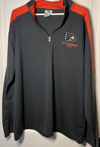 Philadelphia Flyers 1/4 Zip Pullover Jacket NHL Licensed Black Men's Large Cover