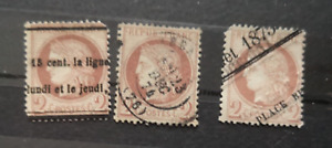 timbre France 1872 N°51 lot de 3 timbres 2c Cérès oblitérés