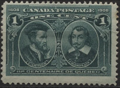 Canada 1908 #97i 1c green KE VII & Q Alexandria with hairlines & ink drags MH - Image 1 of 4