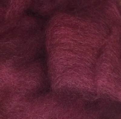 Burgandy romney roving for spinning felting weaving fiber arts knit crochet - Image 1 of 4