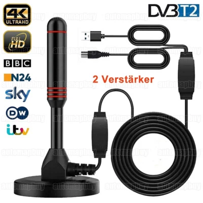 Digital TV DVB-T2 Antenne mit Verstärker HD 4K 1080P TV Zimmerantenne VHF/UHF DE - Bild 1 von 4