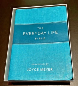 THE EVERYDAY LIFE BIBLE Teal LeatherLuxe w/ Commentary By Joyce Meyer BRAND NEW - Picture 1 of 2
