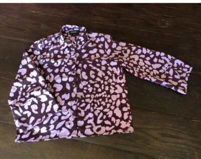 MONKI 女式纽扣动物印花衬衫上衣衬衫豹纹 XS 码 — 第 1/4 张图片