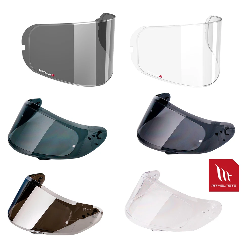 MT V-12 Thunder 3 Motorcycle Helmet Visor Anti-Fog Pinlock Ready Clear Smoke