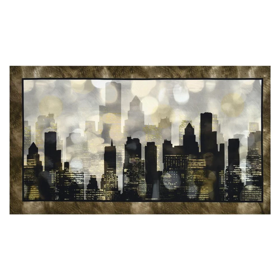 Artworks Skyline City Scape Buildings Sky Scraper Cotton Fabric QT 24" Panel - Image 1 of 1