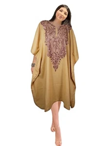 Womens Kaftan Midi Dress Boho Embroidered Floral Kimono Dress Handmade Gift L-2X - Picture 1 of 4
