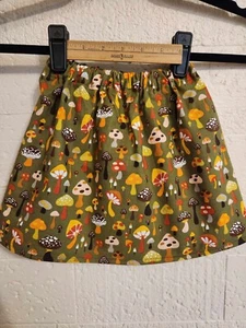 New-Retro Olive Green Mushroom Handmade Girls Elastic Skirt - Picture 1 of 3