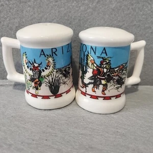 Vintage souvenir Arizona Azteco indiano sale e pepe shaker Corea - Foto 1 di 6