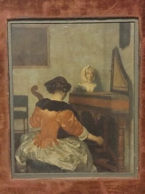 Vintage Gerard Ter Borch Lithograph Wall Art Print Le Concert 1860 Paris - Image 1 of 4