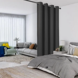 Dark Grey Room Divider Curtains - Total Privacy Wall Room Divider Screens Sound - Picture 1 of 12