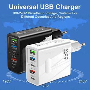 USB Type C Charging Plug 65W Charger Block Fast Charging With Multiple Ports - Picture 1 of 18