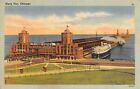 Navy Pier Steamers On Lakefront Naval Station Chicago, Il Vtg 1930'S Postcard