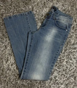 L.e.i. Ashley Lowrise Boot Cut Jeans Womens Juniors 9 Long Y2K Distressed - Picture 1 of 20