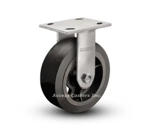 5PRCR 5" x 2" Rigid Plate Caster, Mold on Rubber Wheel, 400 lbs Capacity - Picture 1 of 2