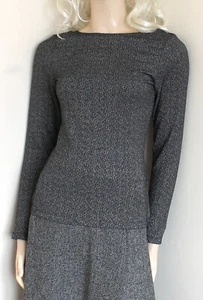 Reiss kenna black silver metallic viscose knitted long sleeve top size XS/6–8–10 - Picture 1 of 6