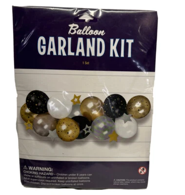 Kit Guirnalda Globo Oro Blanco Negro Y Dorado Y Negro-Celebrarlo Foto 1 de 4