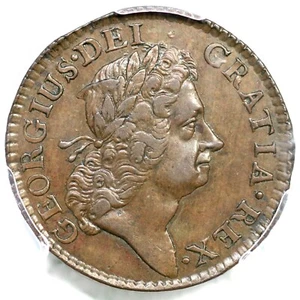 Medio penique de cobre colonial Hibernia 1723 M 4,77-Gc.27 R-5 graduación profesional Au 53 Wood's - Imagen 1 de 3