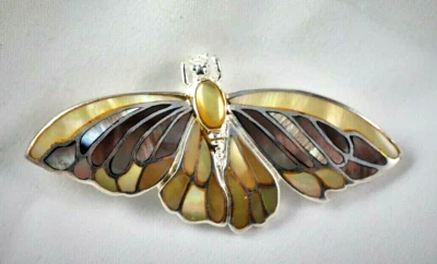 ¡NUEVO! Colgante/Pin de Mariposa de Madreperla Plata de Ley 925 Foto 1 de 4
