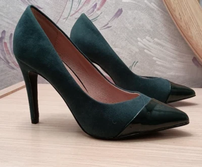 Next Zapatos de salón de tacón alto verde esmeralda con punta talla 6,5 Foto 1 de 4