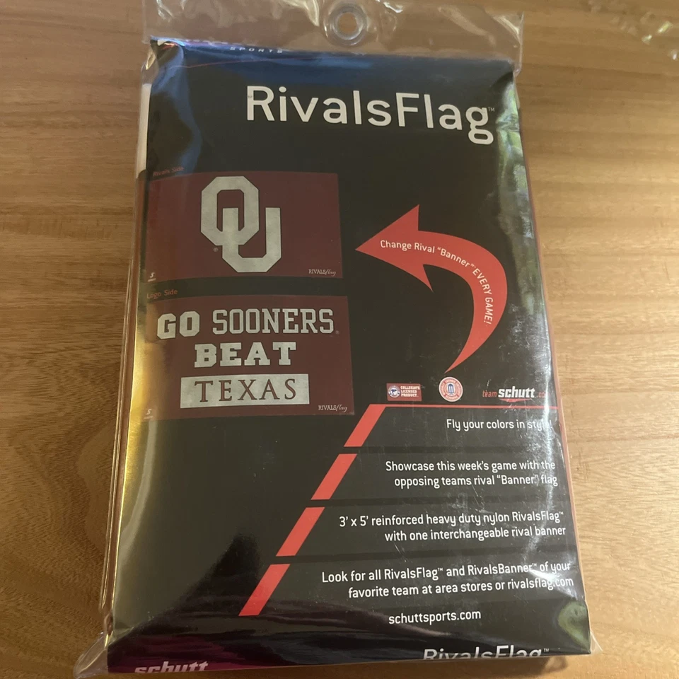 Bandera de los rivales de la Universidad de Oklahoma "Go Sooners Beat Texas" - 3' x 5' nailon Foto 1 de 4