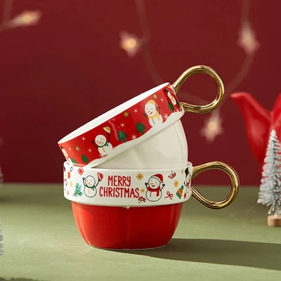 Weihnachts Keramik Teekanne Becher Set Geschenk Tee Kaffee Party - Bild 1 von 4