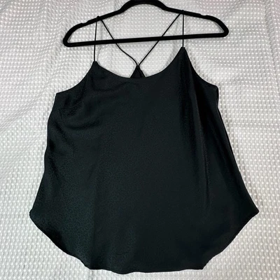 Camiseta sin mangas Victoria's Secret negra satinada estampado animal cami talla M Foto 1 de 4