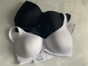 Jockey Forever Fit Full Coverage Bras Size Large White / Black - Picture 1 of 4