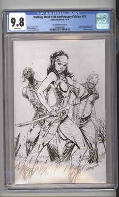 Walking Dead 15th Anniversary Edition 19 CGC 9.8 Campbell Virgin Variant D 2018 - Image 1 of 3