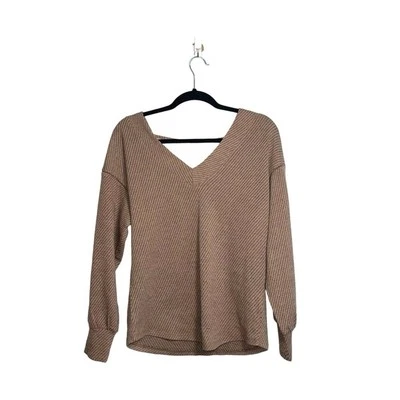 Пуловер маленький женский Maurices желтовато-коричневый и черный с принтом свитер с v-образным вырезом с открытой спиной - Изображение 1 из 4