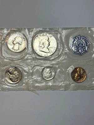 1957 Proof Set US Mint Silver Uncirculated Coin Sealed, No Box No Envelope - Image 1 of 2