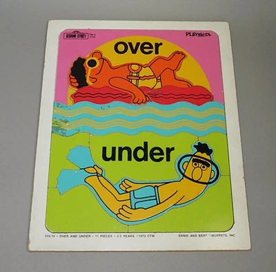 Rompecabezas de madera vintage Playskool Muppets Plaza Sésamo Ernie Bert por debajo de 11 piezas Foto 1 de 4