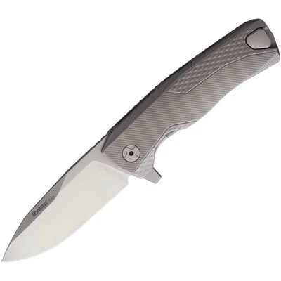 Navaja de Bolsillo LionSTEEL ROK Framelock Gris Titanio Plegable Bohler M390 LSTROKG Foto 1 de 3