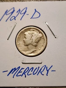 1929- D SILVER MERCURY DIME 90% SILVER ALBUM FILLER! - Picture 1 of 2