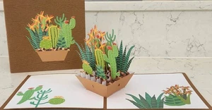 Beautiful 3D Pop Up Card -  Cactus Flower Plant (Birthday, Good luck, Get well.) - Picture 1 of 3