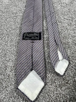 Vintage Christian Dior Tie Mens Silk Patterned Cravate Paris New York 90s - Image 1 of 4